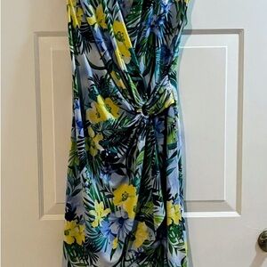 Tommy Bahama Blue and Yellow Floral Midi Dress